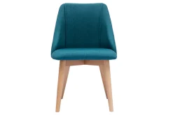 Miliboo Chaise Design-Chaises scandinaves en tissu bleu canard et bois clair (lot de 2) HIGGINS