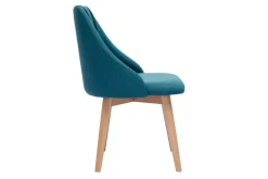 Miliboo Chaise Design-Chaises scandinaves en tissu bleu canard et bois clair (lot de 2) HIGGINS