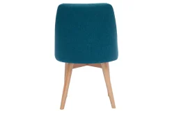 Miliboo Chaise Design-Chaises scandinaves en tissu bleu canard et bois clair (lot de 2) HIGGINS
