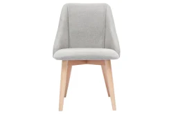 Miliboo Chaise Design-Chaises scandinaves en tissu effet velours texturé gris clair et bois clair (lot de 2) HIGGINS