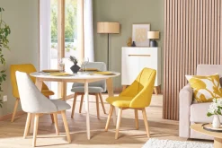 Miliboo Chaise Design-Chaises scandinaves en tissu effet velours texturé gris clair et bois clair (lot de 2) HIGGINS