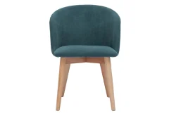 Miliboo Chaise Design-Chaises scandinaves en tissu effet velours bleu canard et bois clair massif (lot de 2) VANITY