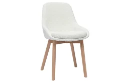Miliboo Chaise Design-Chaises scandinaves en tissu effet laine bouclée blanc et bois clair massif (lot de 2) HOLO
