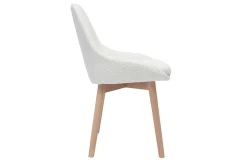 Miliboo Chaise Design-Chaises scandinaves en tissu effet laine bouclée blanc et bois clair massif (lot de 2) HOLO