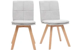 Miliboo Chaise Design-Chaises scandinaves en tissu gris clair et bois clair (lot de 2) THEA