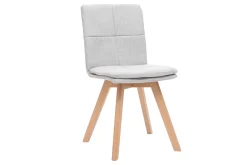 Miliboo Chaise Design-Chaises scandinaves en tissu gris clair et bois clair (lot de 2) THEA