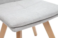 Miliboo Chaise Design-Chaises scandinaves en tissu gris clair et bois clair (lot de 2) THEA
