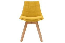 Miliboo Chaise Design-Chaises scandinaves en tissu effet velours jaune moutarde et bois clair (lot de 2) MATILDE