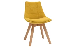 Miliboo Chaise Design-Chaises scandinaves en tissu effet velours jaune moutarde et bois clair (lot de 2) MATILDE