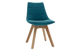 Miliboo Chaise Design-Chaises scandinaves en tissu bleu canard et bois clair (lot de 2) MATILDE