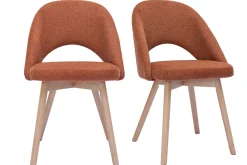 Miliboo Chaise Design-Chaises scandinaves en tissu effet velours texturé terre brûlée et bois clair (lot de 2) COSETTE