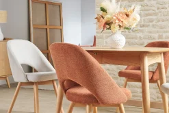 Miliboo Chaise Design-Chaises scandinaves en tissu effet velours texturé terre brûlée et bois clair (lot de 2) COSETTE