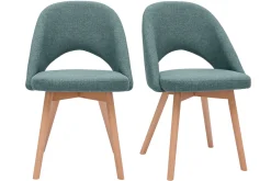 Miliboo Chaise Design-Chaises scandinaves en tissu vert de gris et bois clair (lot de 2) COSETTE