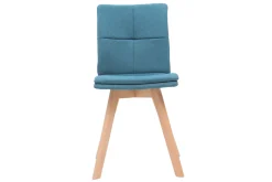 Miliboo Chaise Design-Chaises scandinaves en tissu bleu et bois clair (lot de 2) THEA