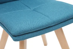 Miliboo Chaise Design-Chaises scandinaves en tissu bleu et bois clair (lot de 2) THEA