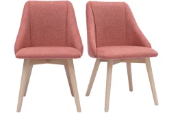 Miliboo Chaise Design-Chaises scandinaves en tissu effet velours texturé terracotta et bois clair (lot de 2) HIGGINS