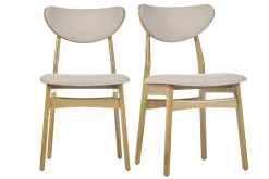 Miliboo Chaise Design|Chaise En Bois-Chaises scandinaves en tissu effet laine bouclée beige et bois clair chêne massif (lot de 2) MAYA