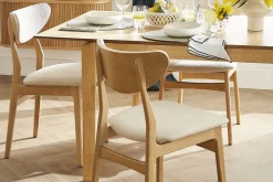 Miliboo Chaise Design|Chaise En Bois-Chaises scandinaves en tissu effet laine bouclée beige et bois clair chêne massif (lot de 2) MAYA