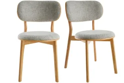 Miliboo Chaise Design|Chaise En Bois-Chaises scandinaves en tissu gris clair et bois clair massif (lot de 2) FAUVETTE