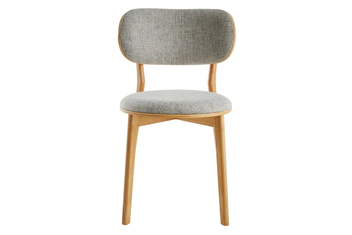 Miliboo Chaise Design|Chaise En Bois-Chaises scandinaves en tissu gris clair et bois clair massif (lot de 2) FAUVETTE