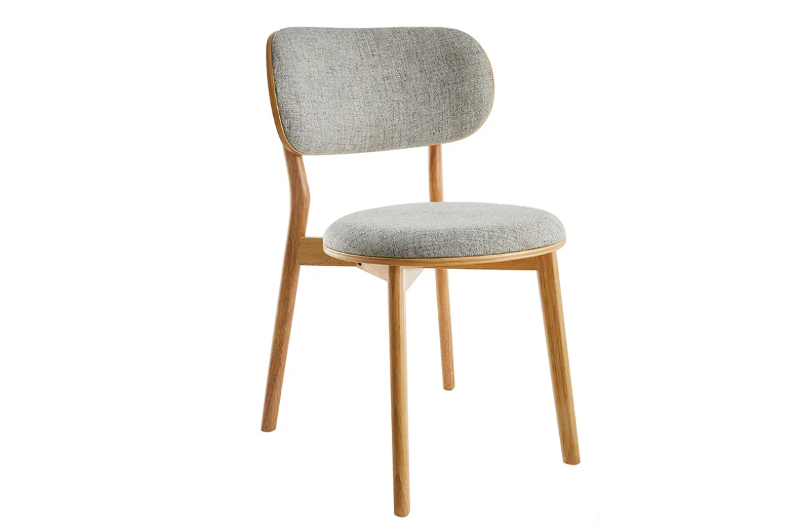 Miliboo Chaise Design|Chaise En Bois-Chaises scandinaves en tissu gris clair et bois clair massif (lot de 2) FAUVETTE