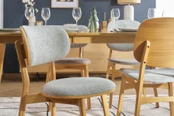 Miliboo Chaise Design|Chaise En Bois-Chaises scandinaves en tissu gris clair et bois clair massif (lot de 2) FAUVETTE