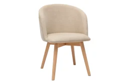 Miliboo Chaise Design-Chaises scandinaves en tissu effet velours beige et bois clair massif (lot de 2) VANITY