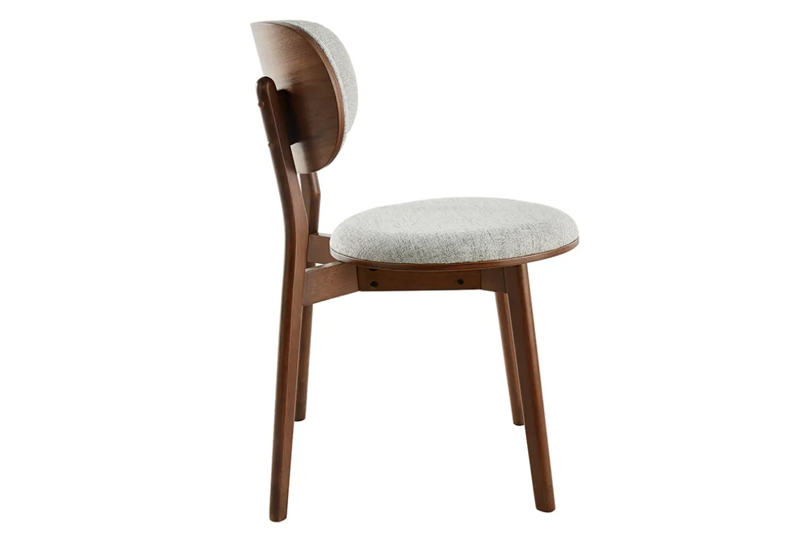 Miliboo Chaise Design|Chaise En Bois-Chaises scandinaves en tissu gris clair et bois foncé noyer (lot de 2) FAUVETTE