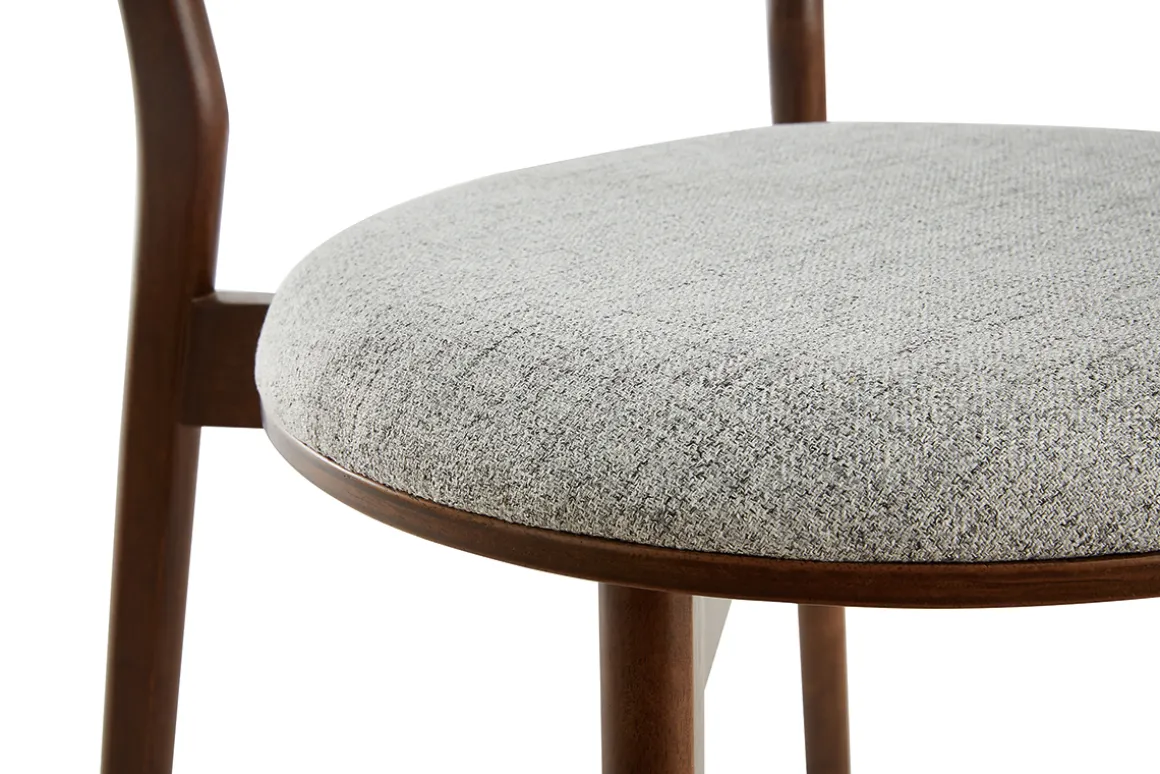 Miliboo Chaise Design|Chaise En Bois-Chaises scandinaves en tissu gris clair et bois foncé noyer (lot de 2) FAUVETTE