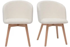 Miliboo Chaise Design-Chaises scandinaves en tissu effet laine bouclée blanc cassé et bois clair massif (lot de 2) VANITY