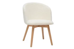 Miliboo Chaise Design-Chaises scandinaves en tissu effet laine bouclée blanc cassé et bois clair massif (lot de 2) VANITY