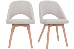 Miliboo Chaise Design-Chaises scandinaves en tissu effet velours texturé beige et bois clair (lot de 2) COSETTE