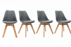 Miliboo Chaise Design-Chaises scandinaves gris et bois clair massif (lot de 4) PAULINE