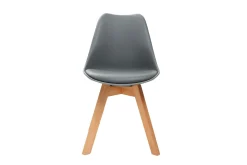 Miliboo Chaise Design-Chaises scandinaves gris et bois clair massif (lot de 4) PAULINE