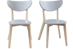 Miliboo Chaise Design|Chaise En Bois-Chaises scandinaves gris et bois clair (lot de 2) LEENA