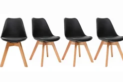 Miliboo Chaise Design-Chaises scandinaves noir et bois clair (lot de 4) PAULINE
