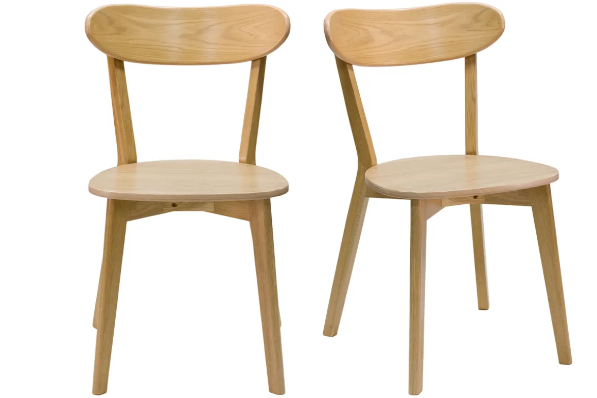 Miliboo Chaise Design|Chaise En Bois-Chaises vintage bois clair chêne (lot de 2) DOVE