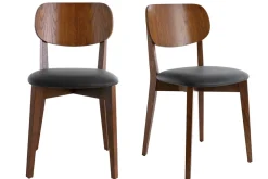 Miliboo Chaise Design|Chaise En Bois-Chaises vintage bois foncé et noir (lot de 2) LUCIA