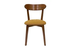 Miliboo Chaise Design|Chaise En Bois-Chaises vintage bois foncé chêne et tissu effet velours jaune moutarde (lot de 2) DOVE