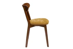 Miliboo Chaise Design|Chaise En Bois-Chaises vintage bois foncé chêne et tissu effet velours jaune moutarde (lot de 2) DOVE