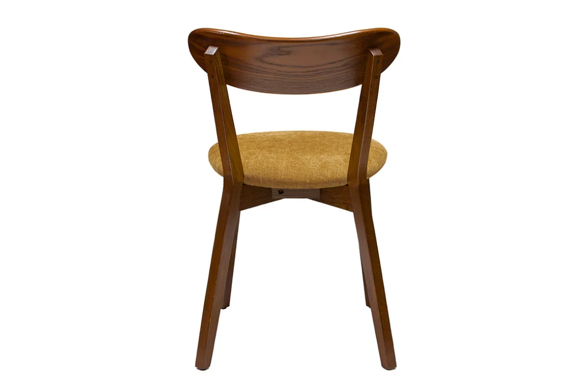 Miliboo Chaise Design|Chaise En Bois-Chaises vintage bois foncé chêne et tissu effet velours jaune moutarde (lot de 2) DOVE