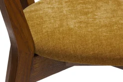 Miliboo Chaise Design|Chaise En Bois-Chaises vintage bois foncé chêne et tissu effet velours jaune moutarde (lot de 2) DOVE