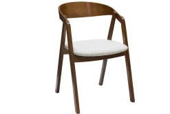 Miliboo Chaise Design-Chaises vintage empilables en bois teinté noyer et tissu effet laine bouclée blanc (lot de 2) LOVA