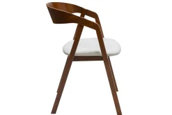 Miliboo Chaise Design-Chaises vintage empilables en bois teinté noyer et tissu effet laine bouclée blanc (lot de 2) LOVA