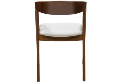 Miliboo Chaise Design-Chaises vintage empilables en bois teinté noyer et tissu effet laine bouclée blanc (lot de 2) LOVA