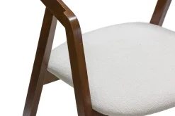 Miliboo Chaise Design-Chaises vintage empilables en bois teinté noyer et tissu effet laine bouclée blanc (lot de 2) LOVA