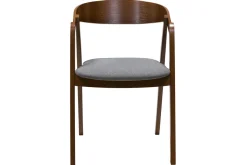 Miliboo Chaise Design|Chaise En Bois-Chaises vintage empilables en bois teinté noyer et tissu gris (lot de 2) LOVA