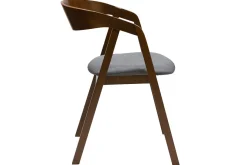 Miliboo Chaise Design|Chaise En Bois-Chaises vintage empilables en bois teinté noyer et tissu gris (lot de 2) LOVA