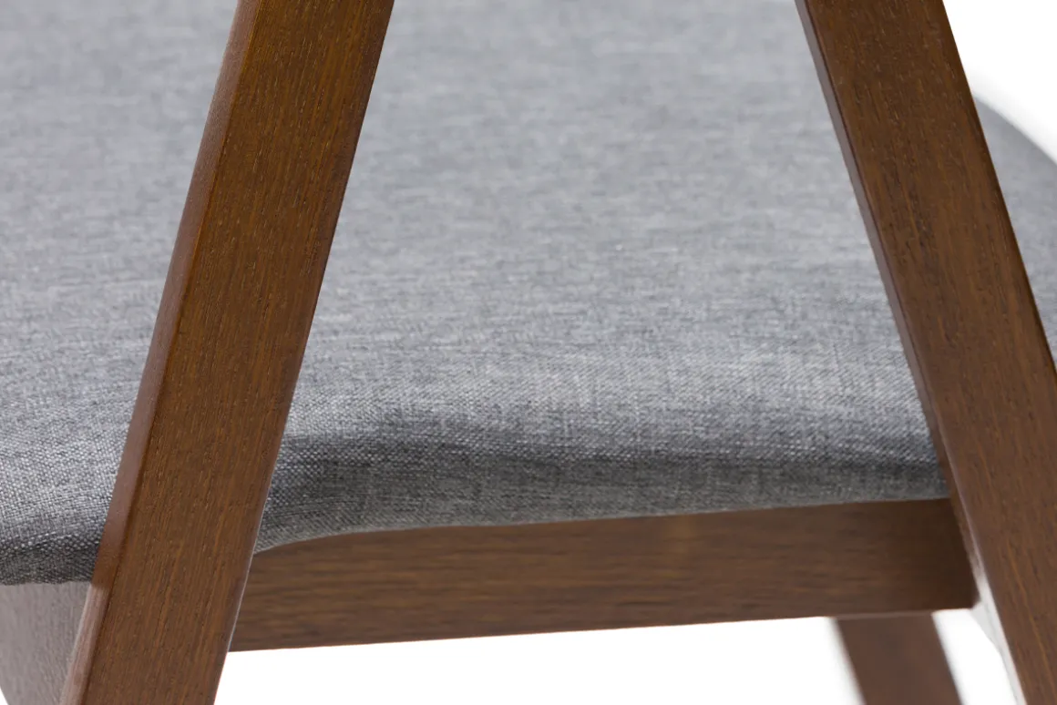 Miliboo Chaise Design|Chaise En Bois-Chaises vintage empilables en bois teinté noyer et tissu gris (lot de 2) LOVA