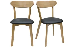 Miliboo Chaise Design-Chaises vintage en bois clair chêne et noir (lot de 2) DOVE